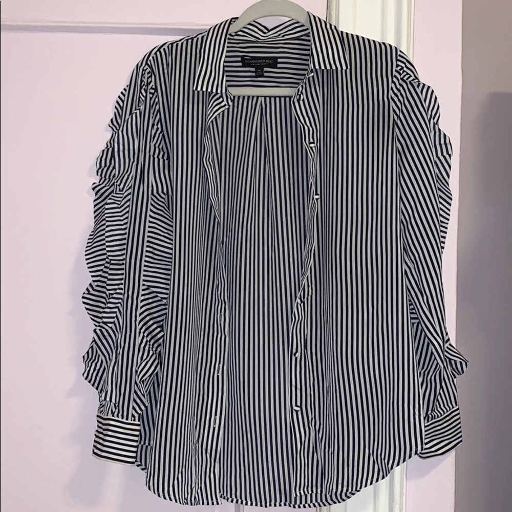 Banana Republic striped ruffle Dillon blouse